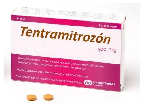 Caja de falso medicamento en clave de humor llamado "Teentramitrozon"